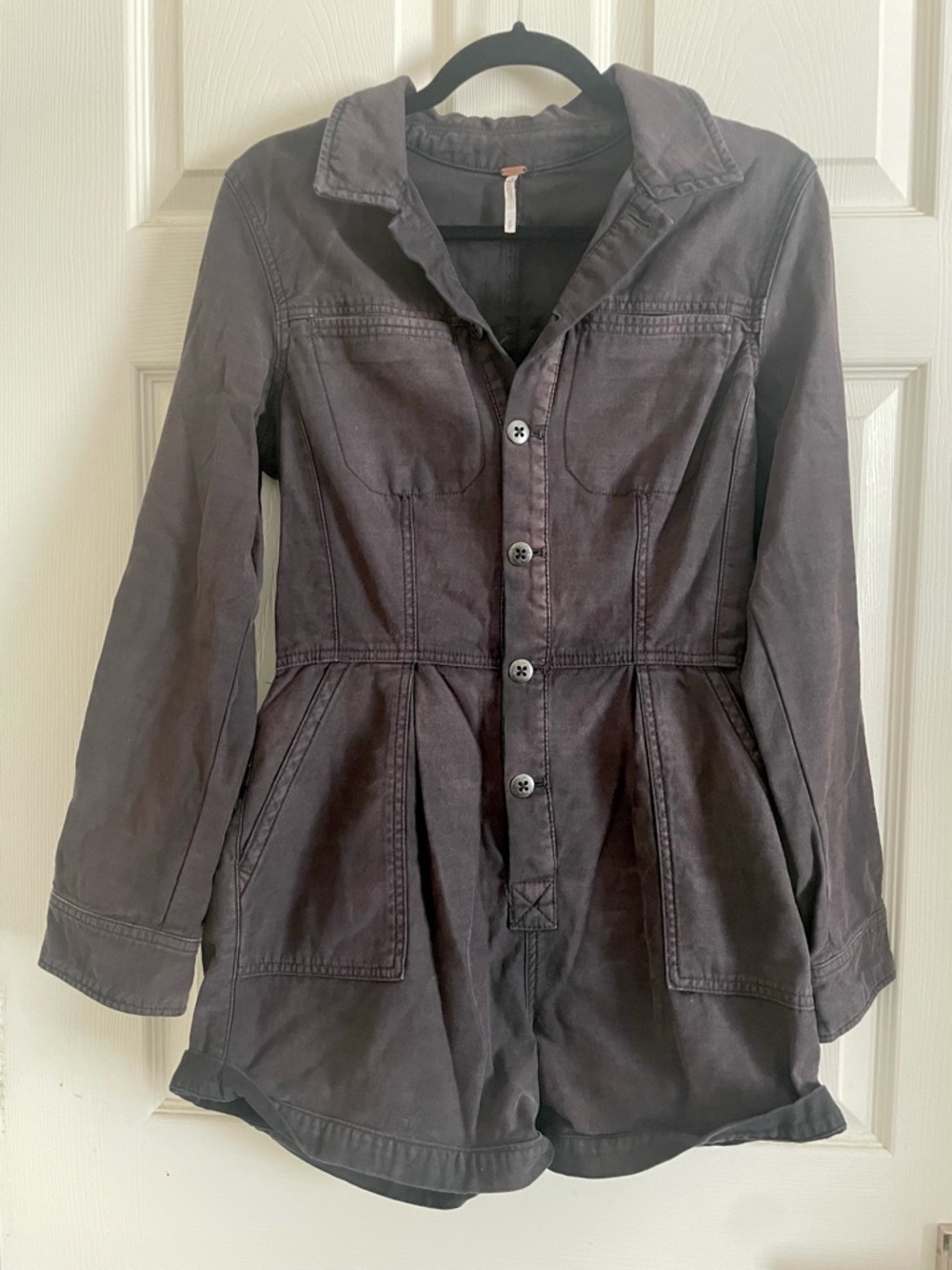 Free People Black Utility Romper